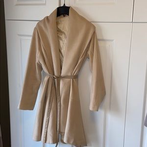 Peppe Peluso Shawl Collar Wrap Coat, Camel, Medium
